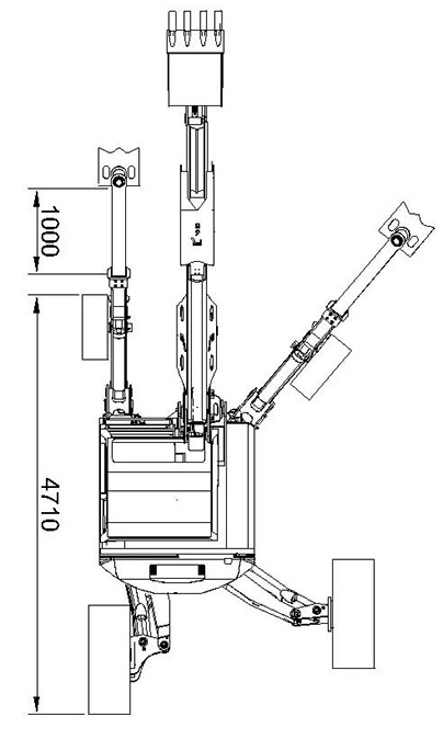 R65 SL Euromach Spider Excavator Dimensions Top View